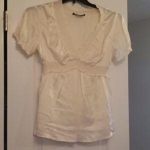 BCBG White silky blouse 